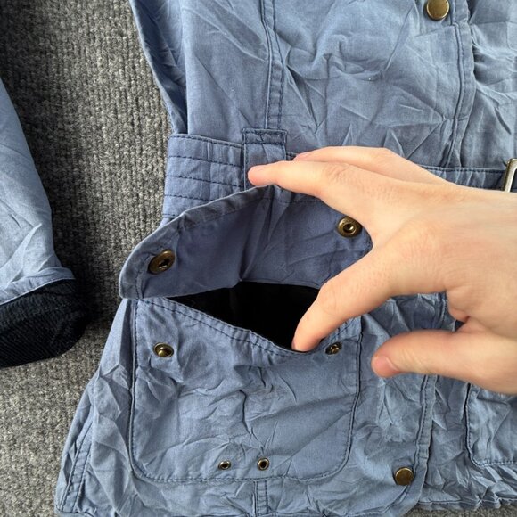 Barbour “vintage International” Waxed Jacket Women Blue Size US 6 Lined Outdoors - Picture 11 of 16